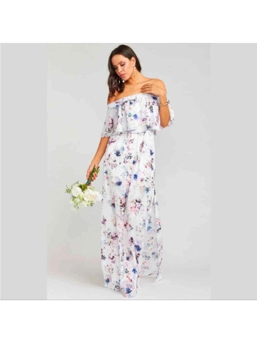 Show Me Your MuMu Hacienda Maxi Dress Bouquet Beauty Off Shoulder Sz L NWT